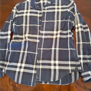 Burberry Navy and White Checkered Shirt